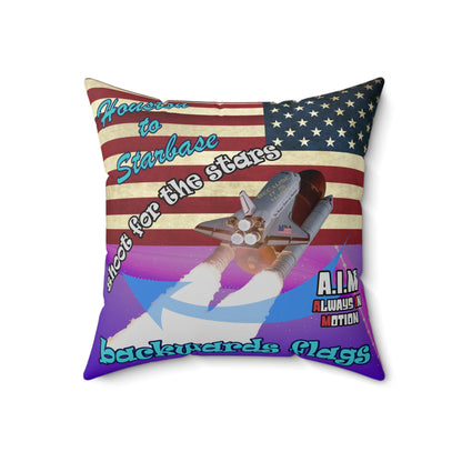 shoot for the stars - Spun Polyester Square Pillow - (purple-pink wave)