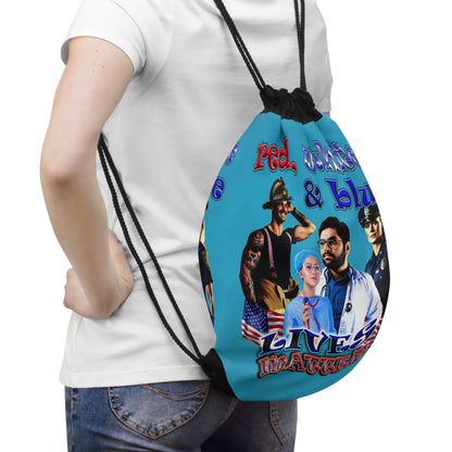 rw&b lives matter - Drawstring Bag (turquoise)