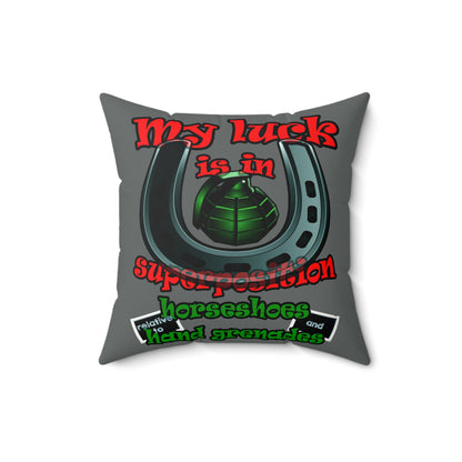 my luck - Faux Suede Square Pillow - (dark grey)