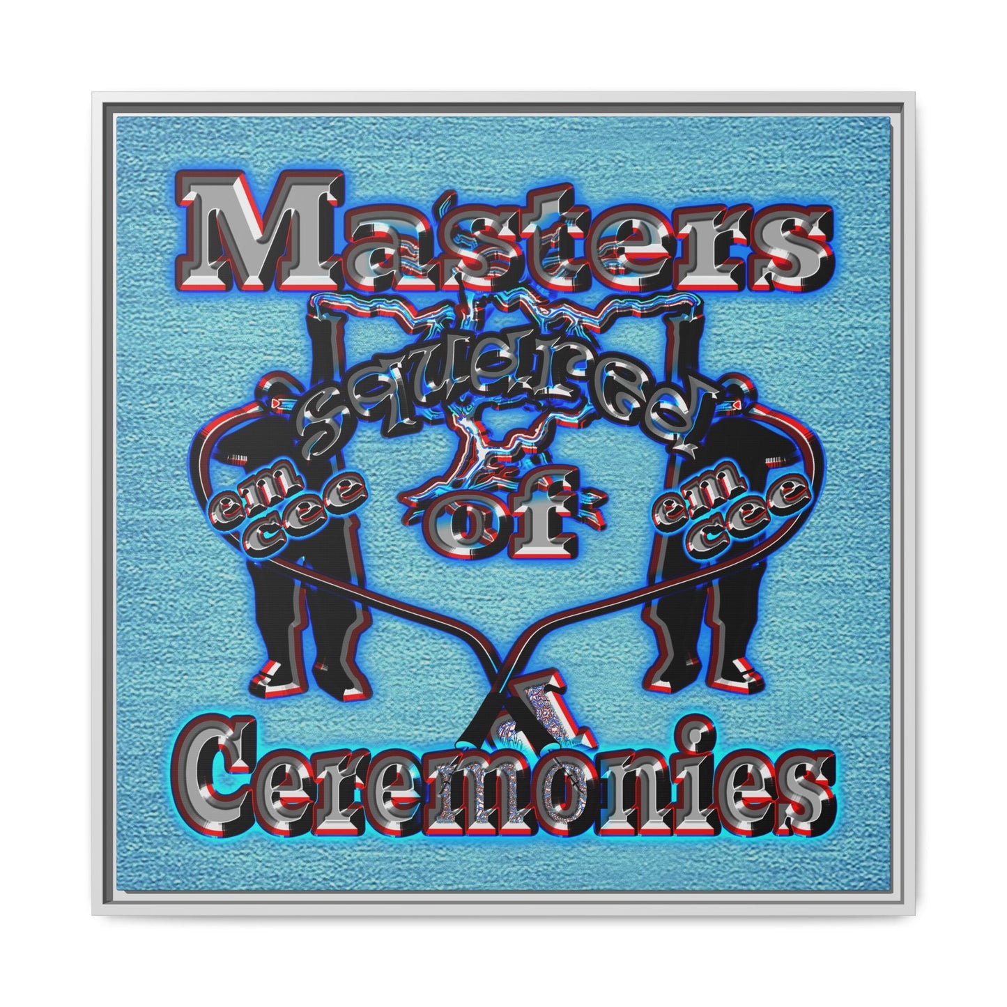 em cee squared - framed canvas art (faded blue)