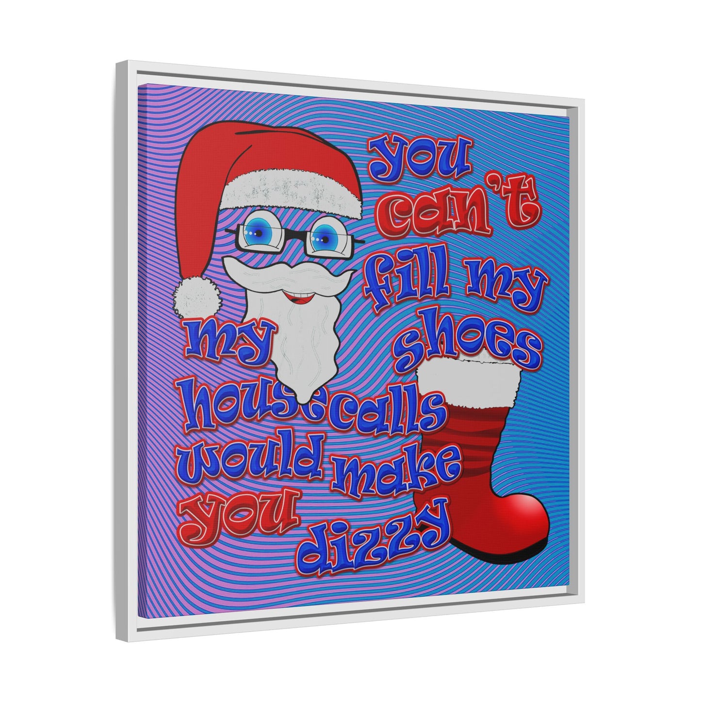 santa's shoes - framed canvas art (light blue-purple wave)
