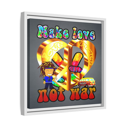 love peace - framed canvas art (grey-light grey)