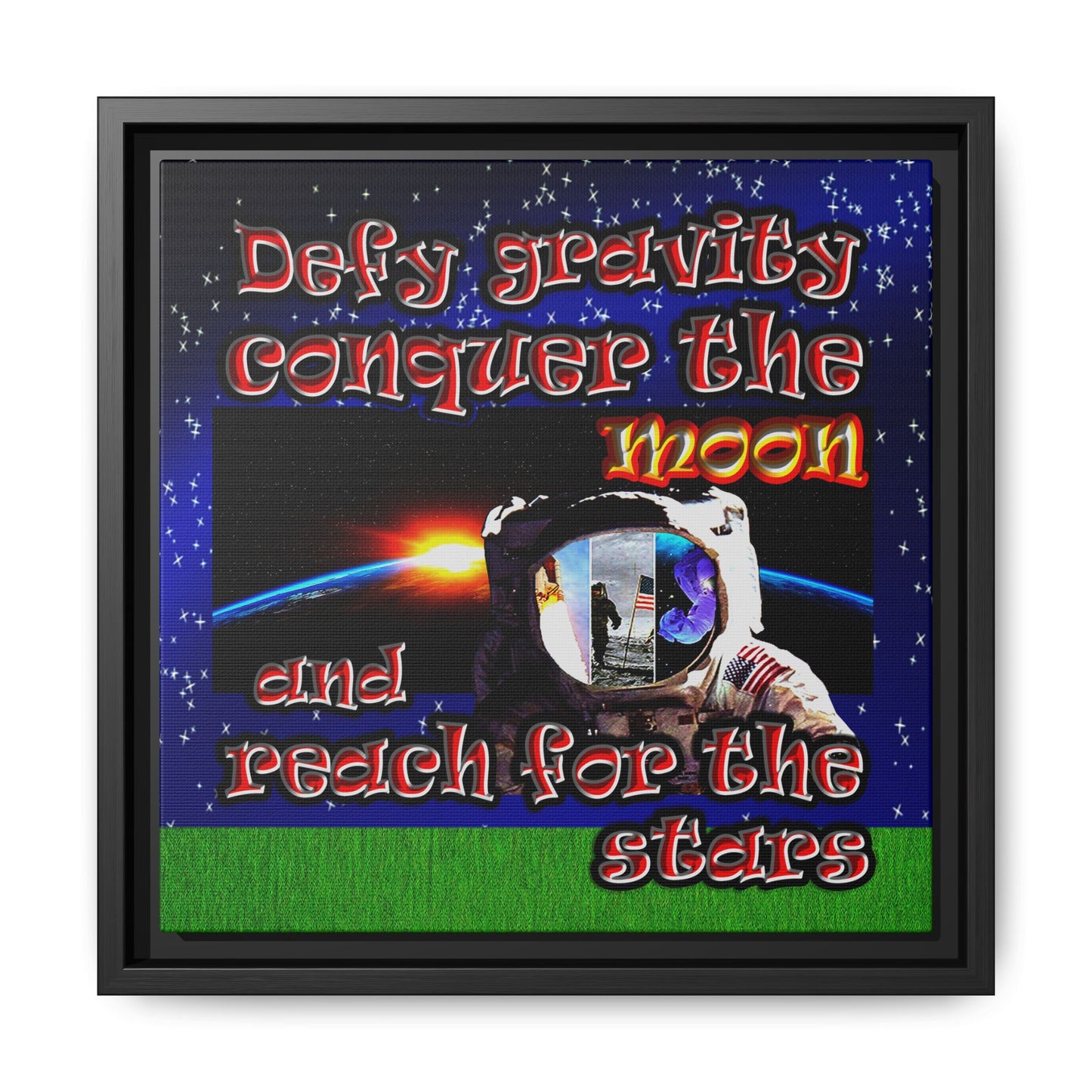 defy conquer reach - framed canvas art ('snoops' background)