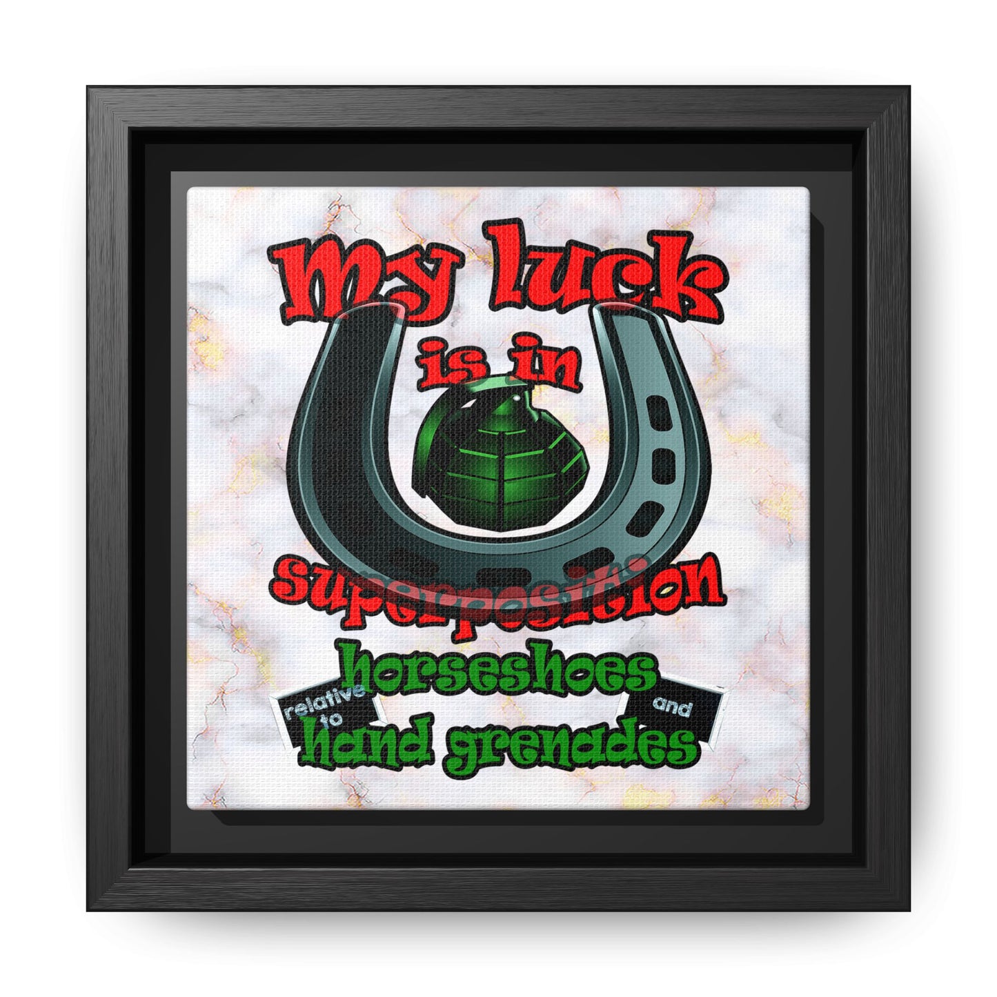 my luck - framed canvas art (white marble)