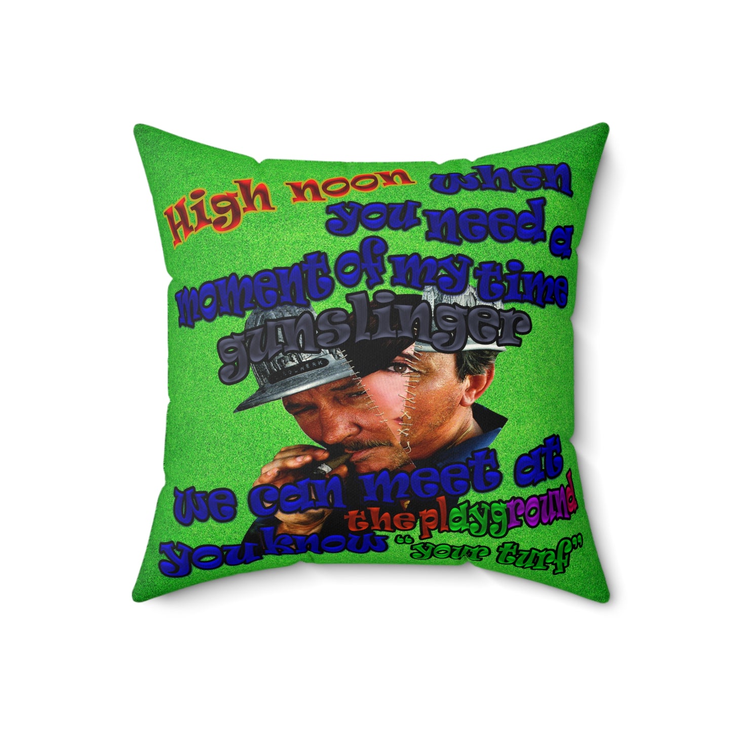 high noon - Spun Polyester Square Pillow - (green turf)