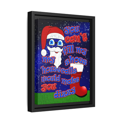santa's shoes - framed canvas art ('snoops' background)