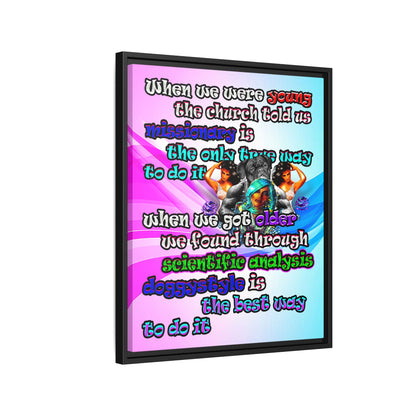 doggystyle - framed canvas art (light blue-pink wave)