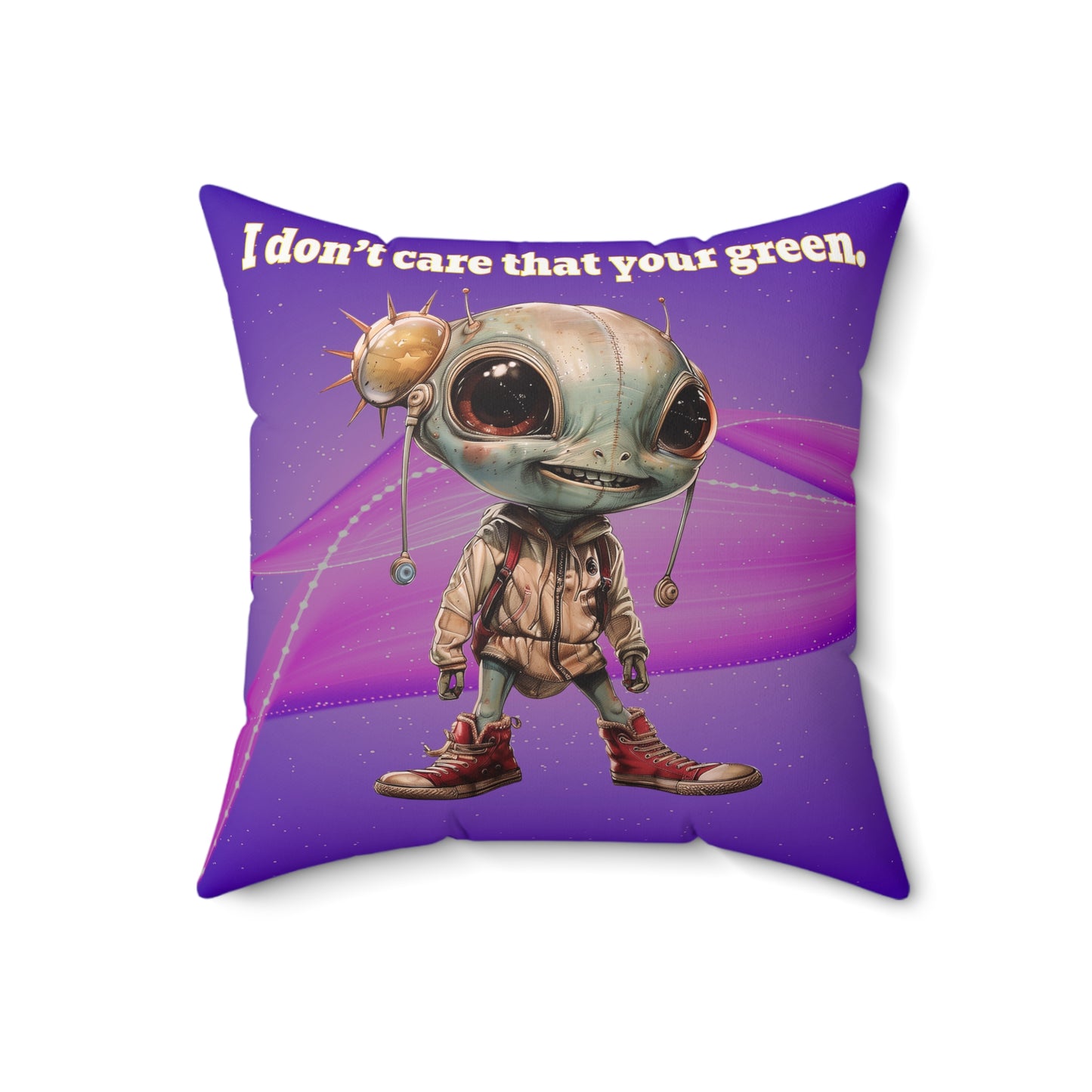 I don't care that your grey - Faux Suede Square Pillow - (purple-pink wave)