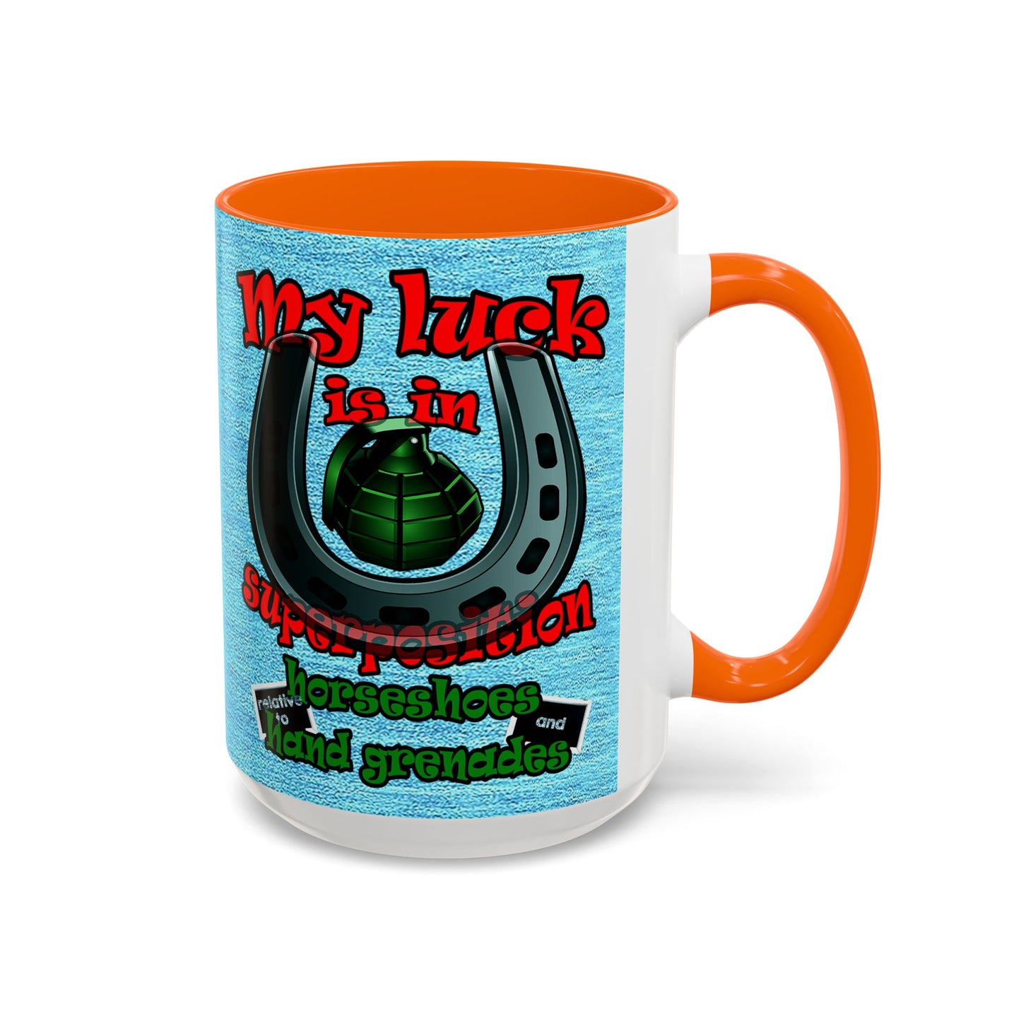 my luck - Accent Mug (faded dark blue)