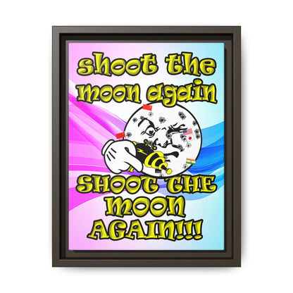 shoot the moon again - framed canvas art (light blue-pink wave)