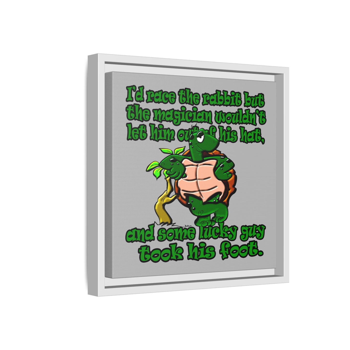 turtle race - framed canvas art (light grey)