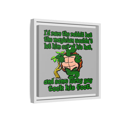 turtle race - framed canvas art (light grey)