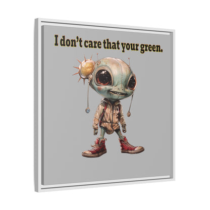 I don't care that your green - framed canvas art (light grey)