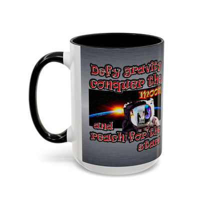 defy conquer reach - Accent Mug (brushed nickel)