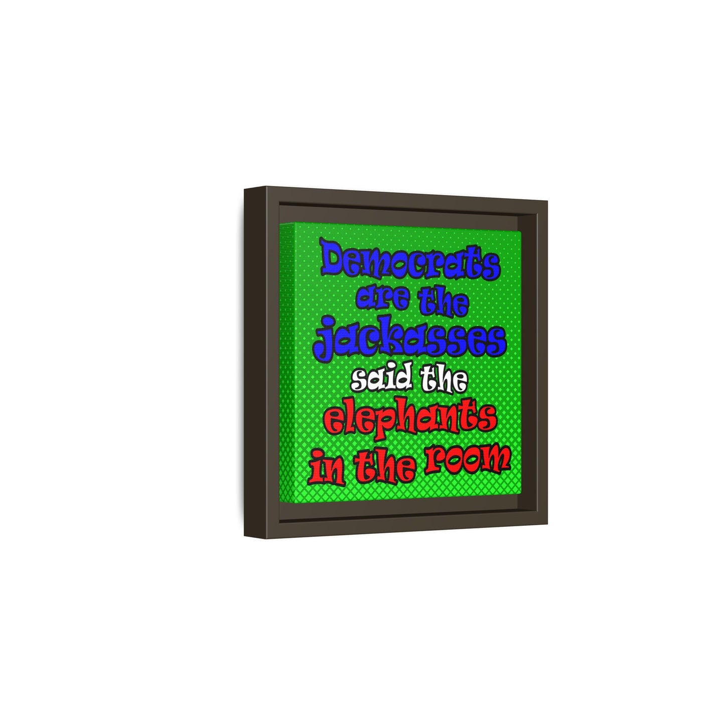 donkeys and elephants - framed canvas art (logo green)