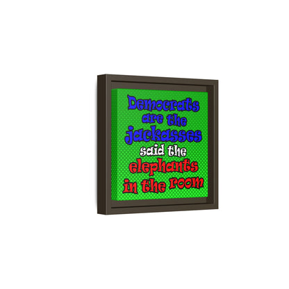 donkeys and elephants - framed canvas art (logo green)