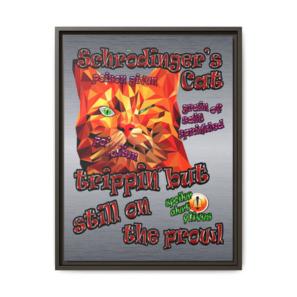schrodinger's cat - framed canvas art (brushed nickel)