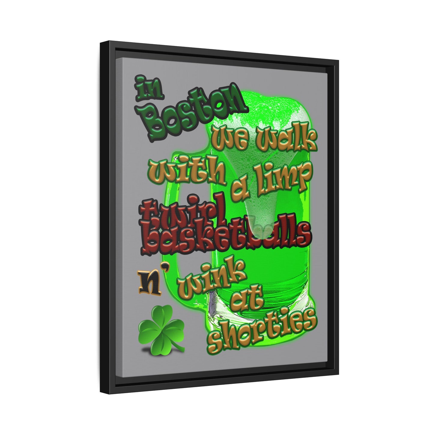 celtics logo - framed canvas art (grey)