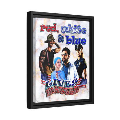 rw&b lives matter - framed canvas art (white marble)