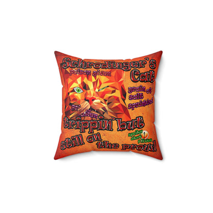 schrodinger's cat - Faux Suede Square Pillow - (burnt orange)