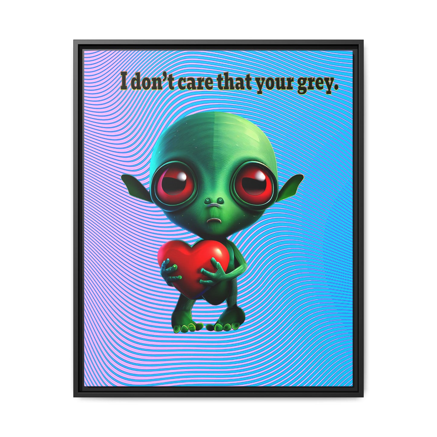 I don't care that your grey - framed canvas art (light blue-purple wave)