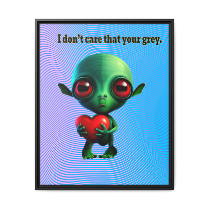 I don't care that your grey - framed canvas art (light blue-purple wave)