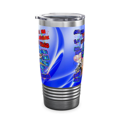 drop the beat - Ringneck Tumbler, 20oz  (blue-white wave)