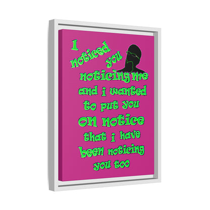 noticed you noticing - framed canvas art (pink)