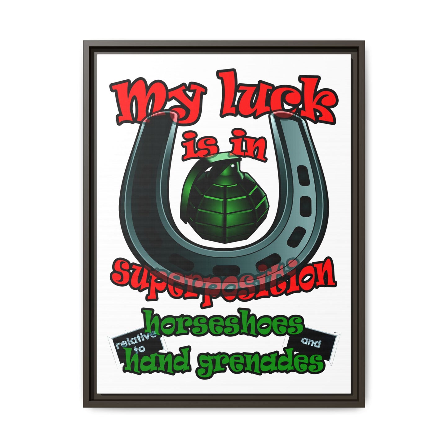 my luck - framed canvas art (white)