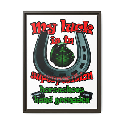 my luck - framed canvas art (white)