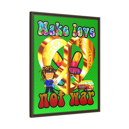 love peace - framed canvas art (logo green)