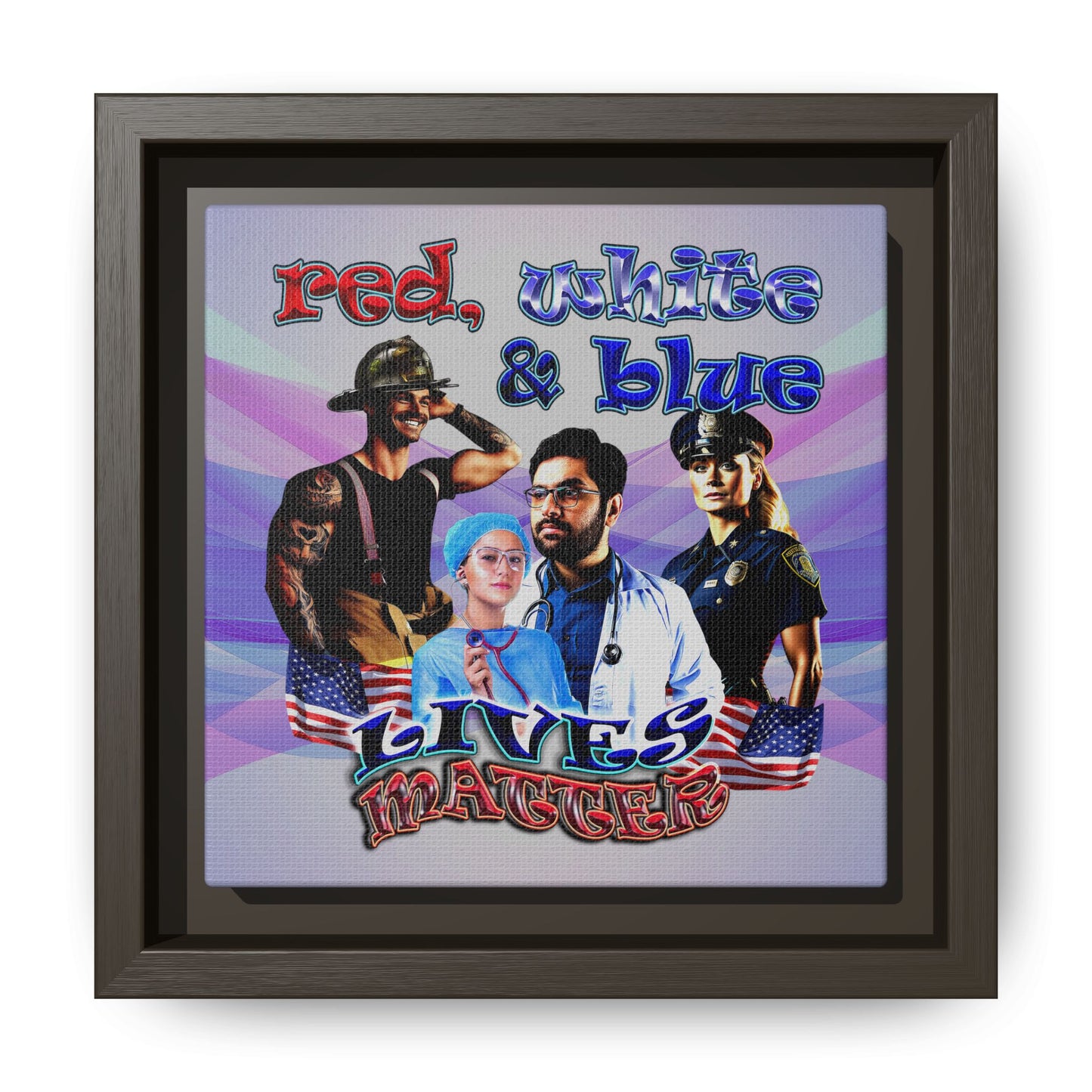 rw&b lives matter - framed canvas art (light blue-pink wave)