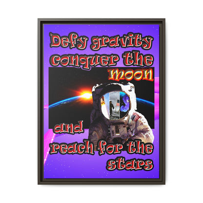 defy conquer reach - framed canvas art (purple-pink wave)