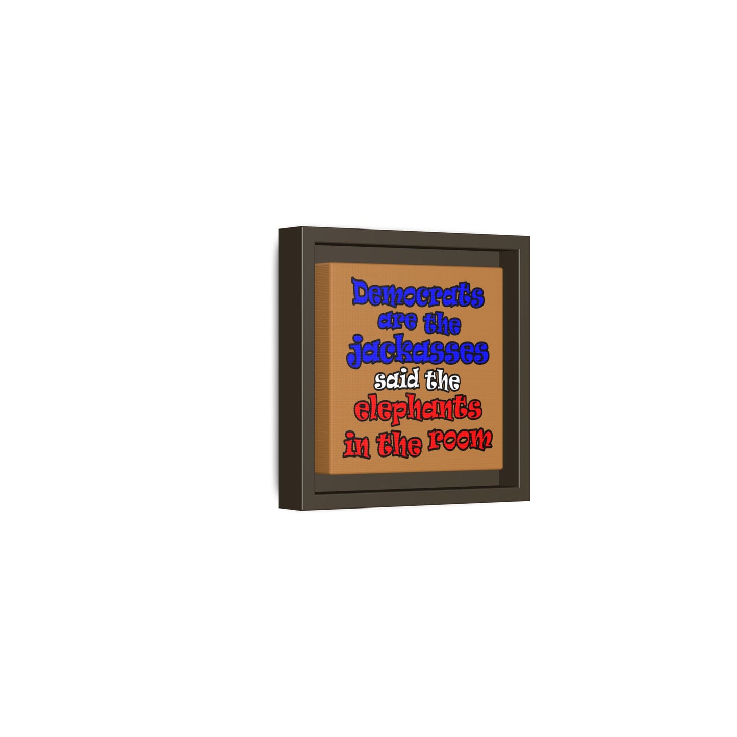 donkeys and elephants - framed canvas art (light brown)