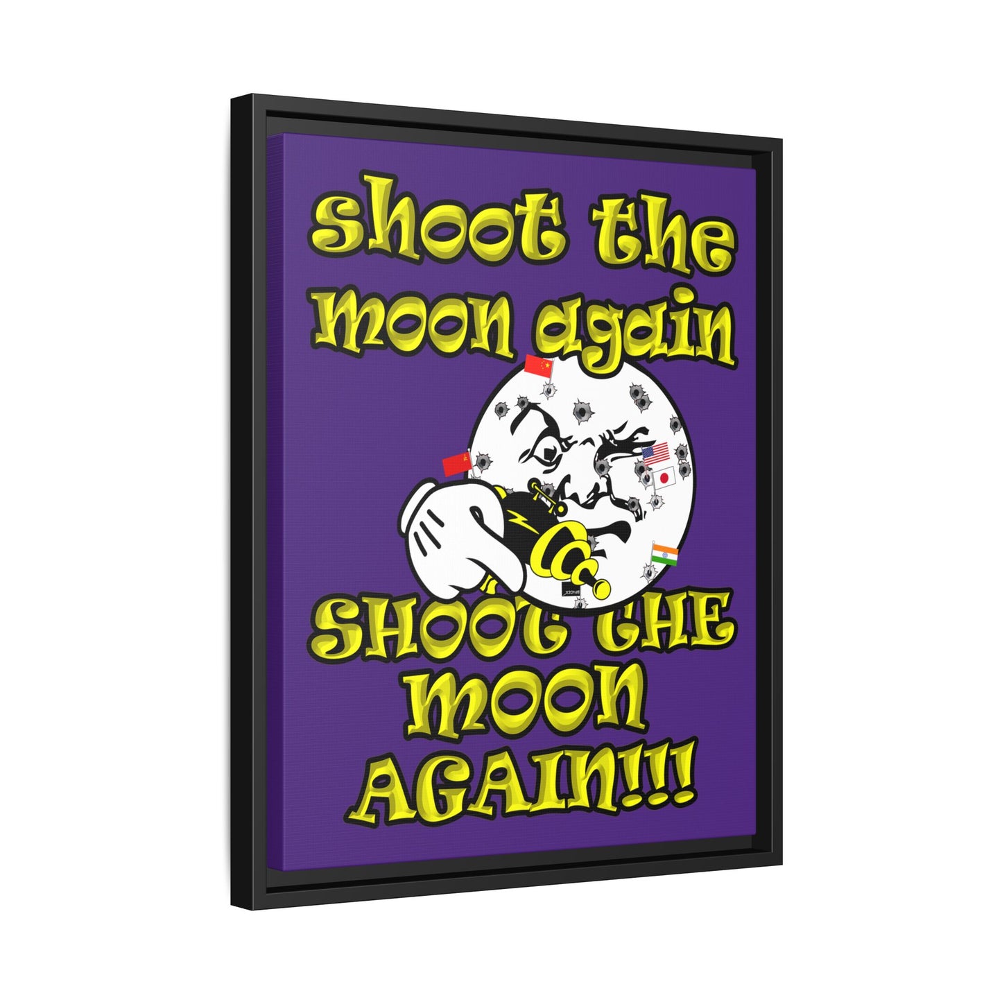shoot the moon again - framed canvas art (purple)