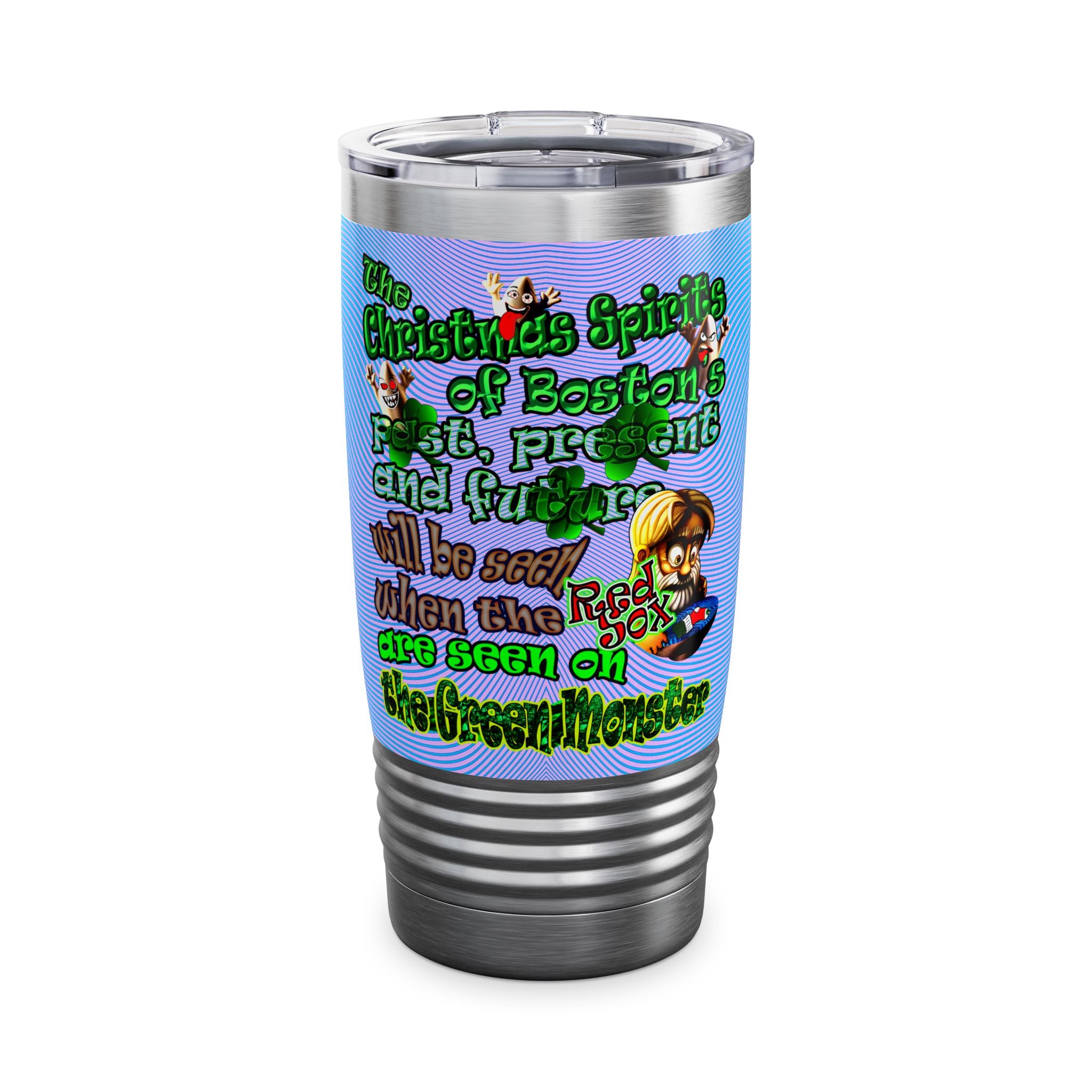 christmas spirits of boston - Ringneck Tumbler, 20oz (light blue-purple wave)
