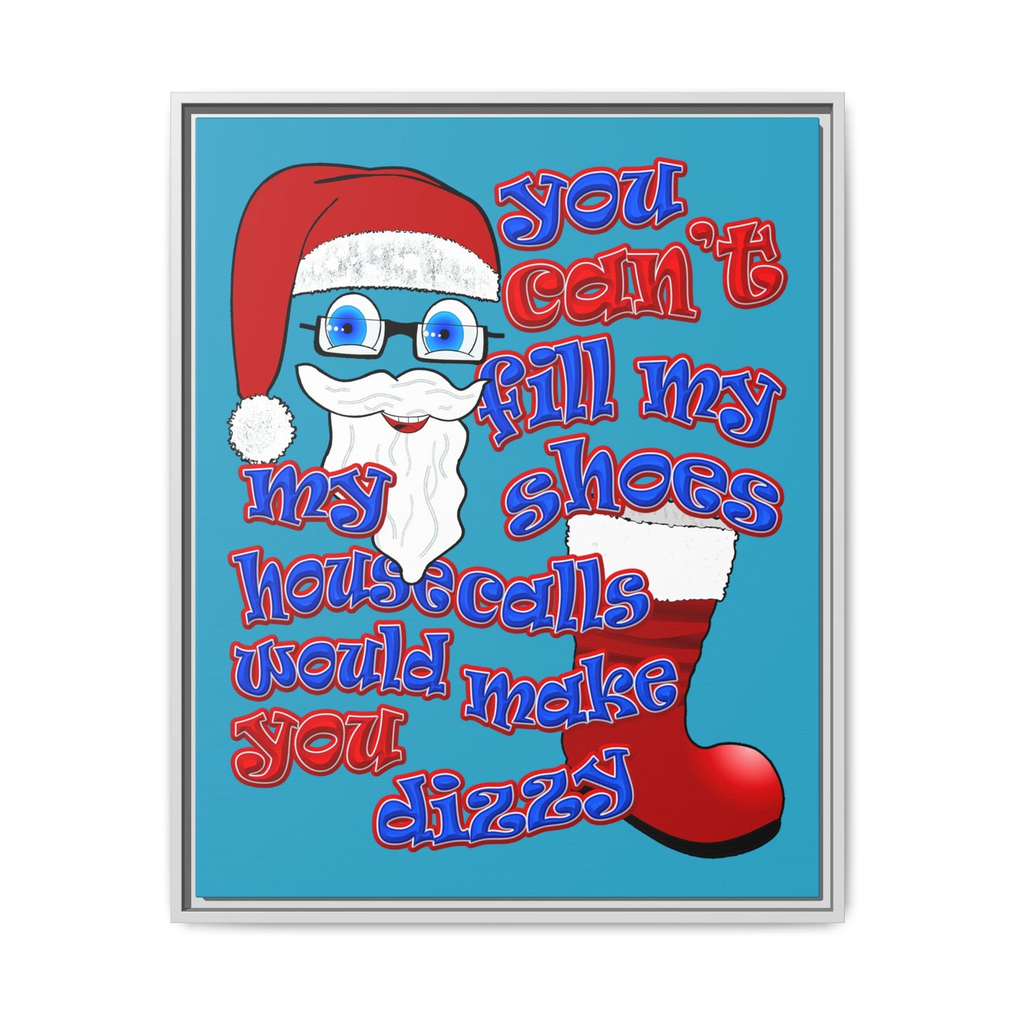 santa's shoes - framed canvas art (turquoise)