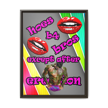 hoes b4 bros - framed canvas art (rainbow split)