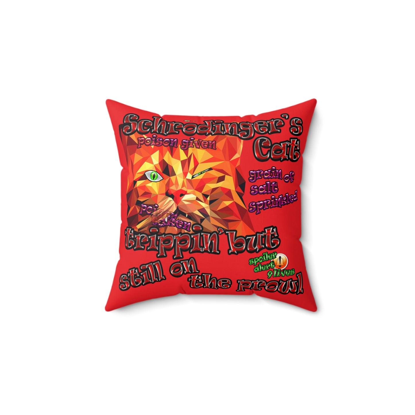 schrodinger's cat - Spun Polyester Square Pillow - (red)