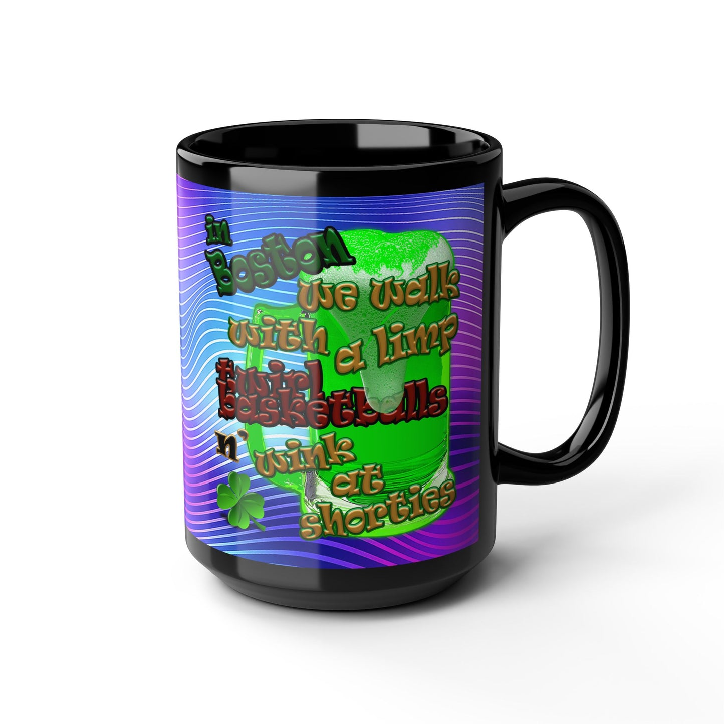 celtics logo - Black Mug (purple wave)