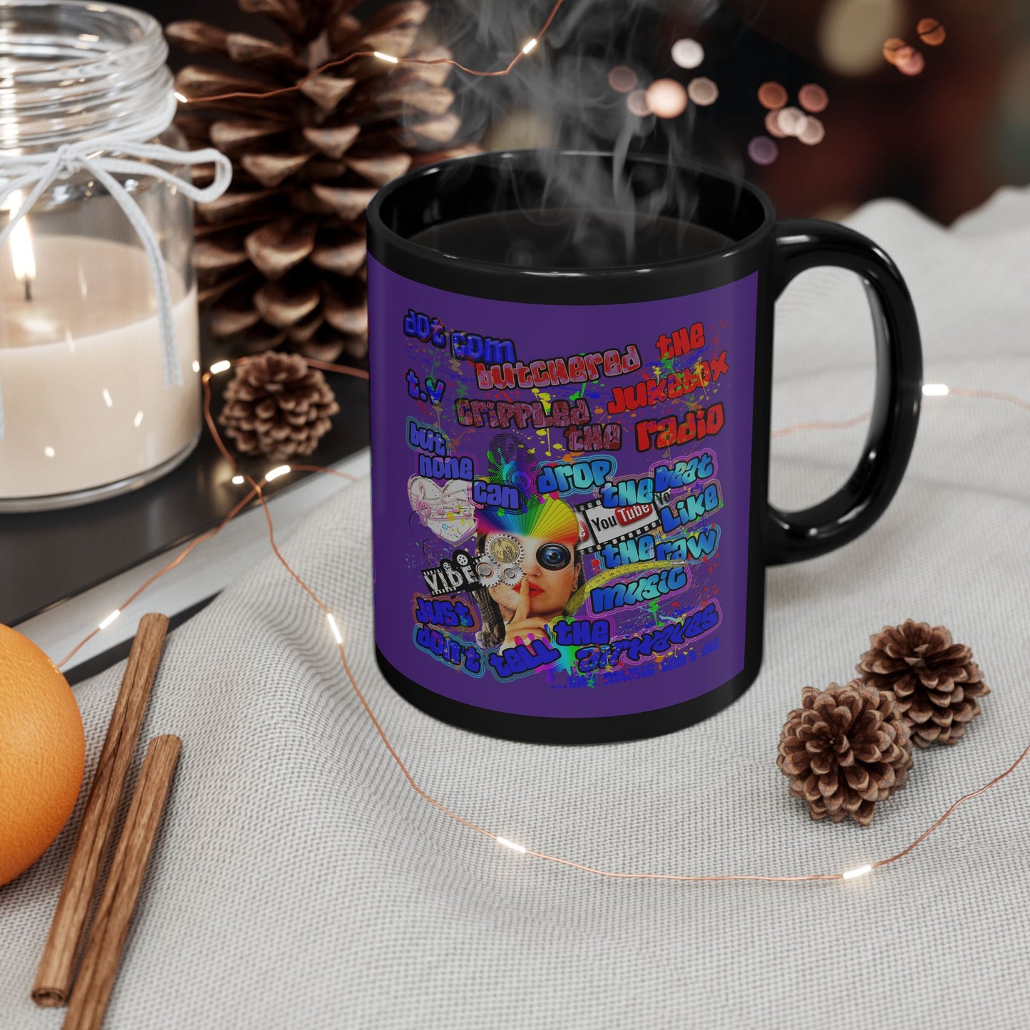 drop the beat - Black Mug (purple)