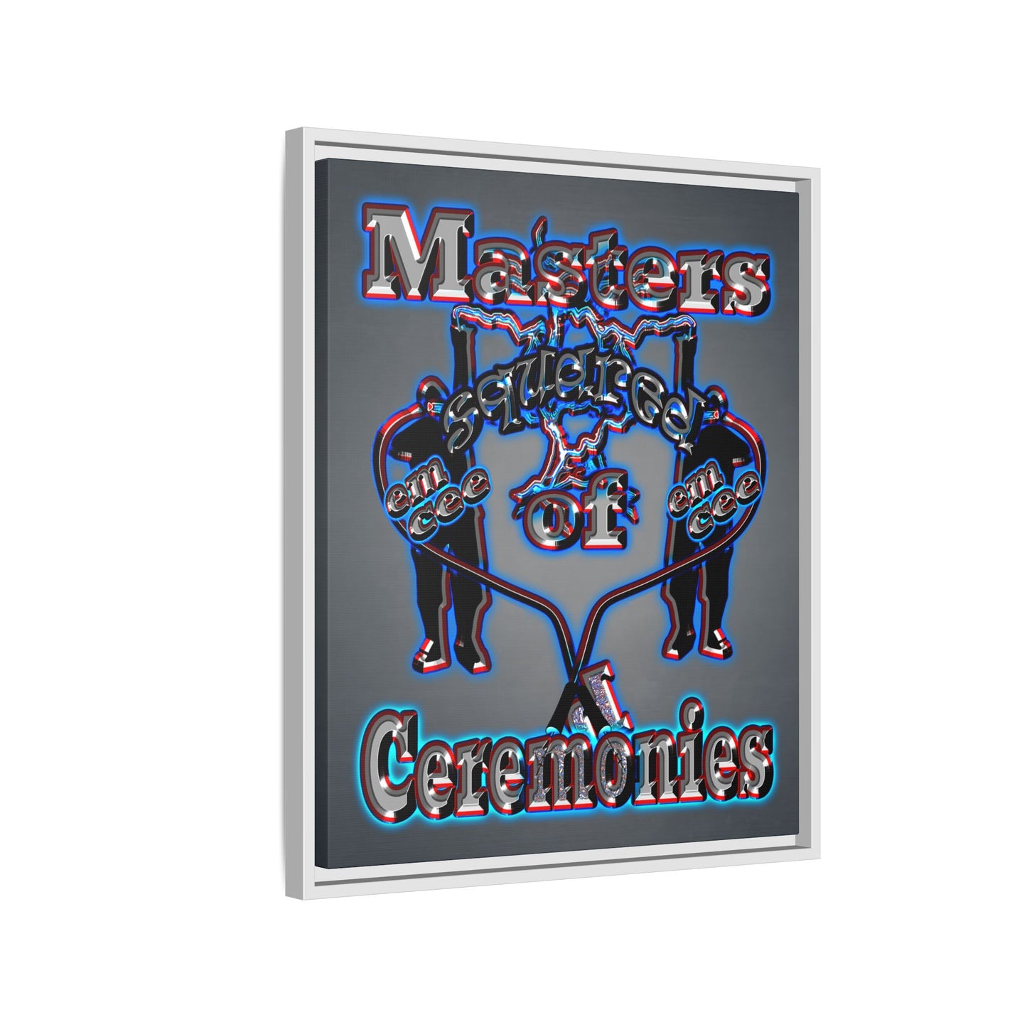 em cee squared - framed canvas art (grey-light grey)