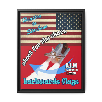 shoot for the stars - framed canvas art (dark red)