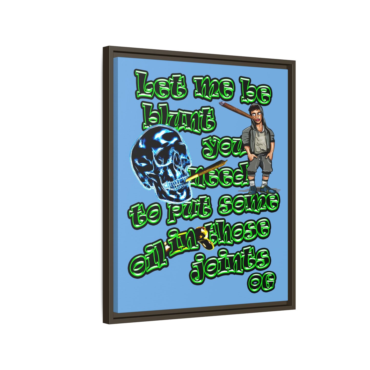 og - framed canvas art (light blue)