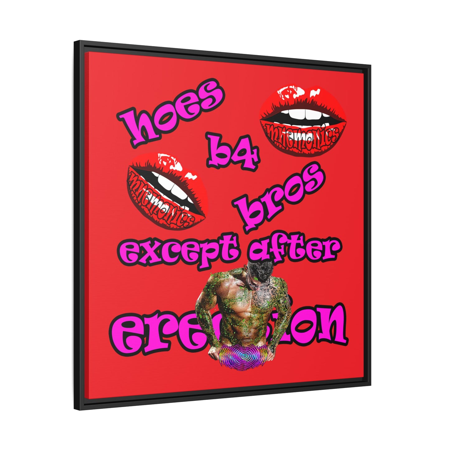 hoes b4 bros - framed canvas art (red)