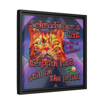 schrodinger's cat - framed canvas art (grey-pink wave)