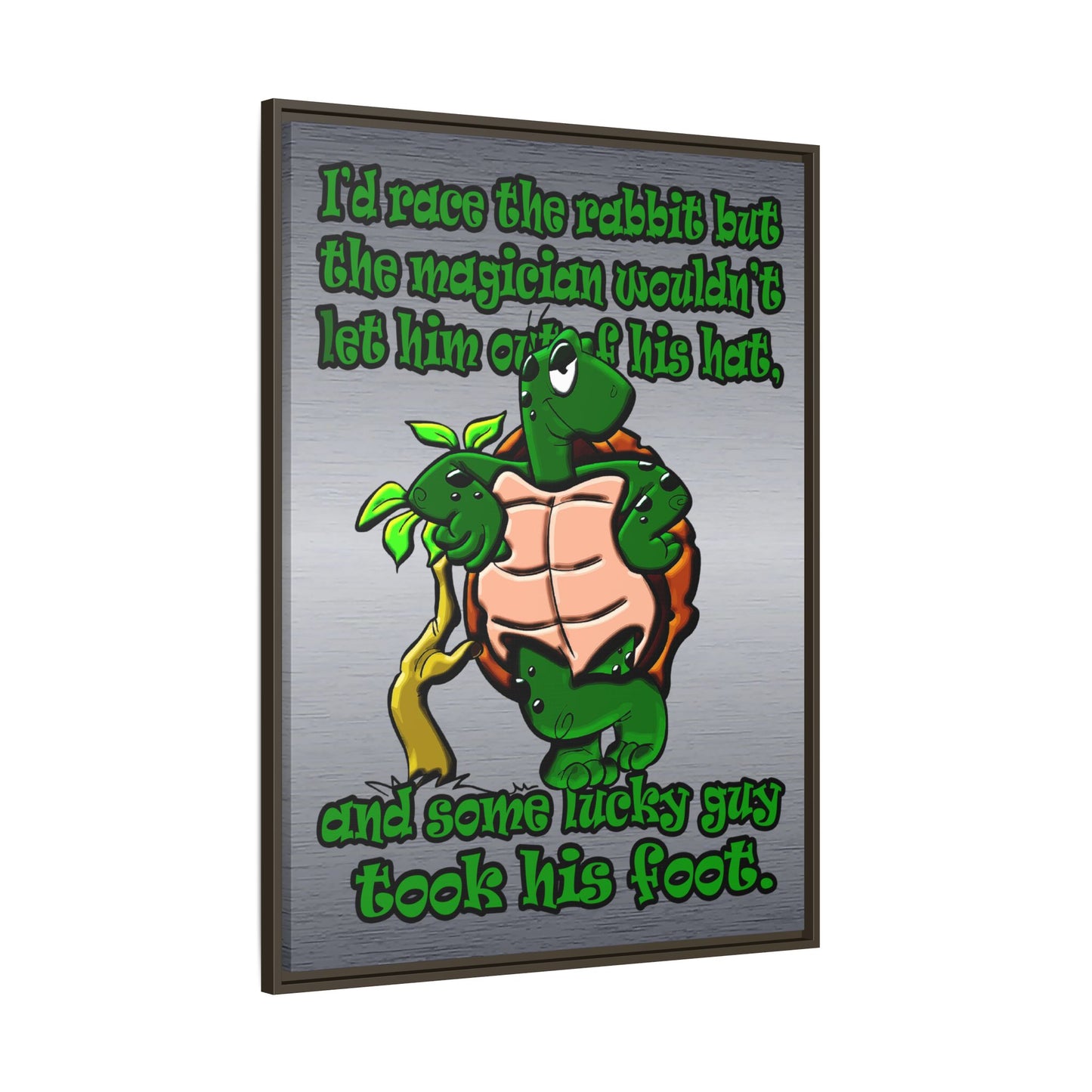 turtle race - framed canvas art (brushed nickel)