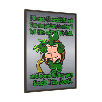 turtle race - framed canvas art (brushed nickel)