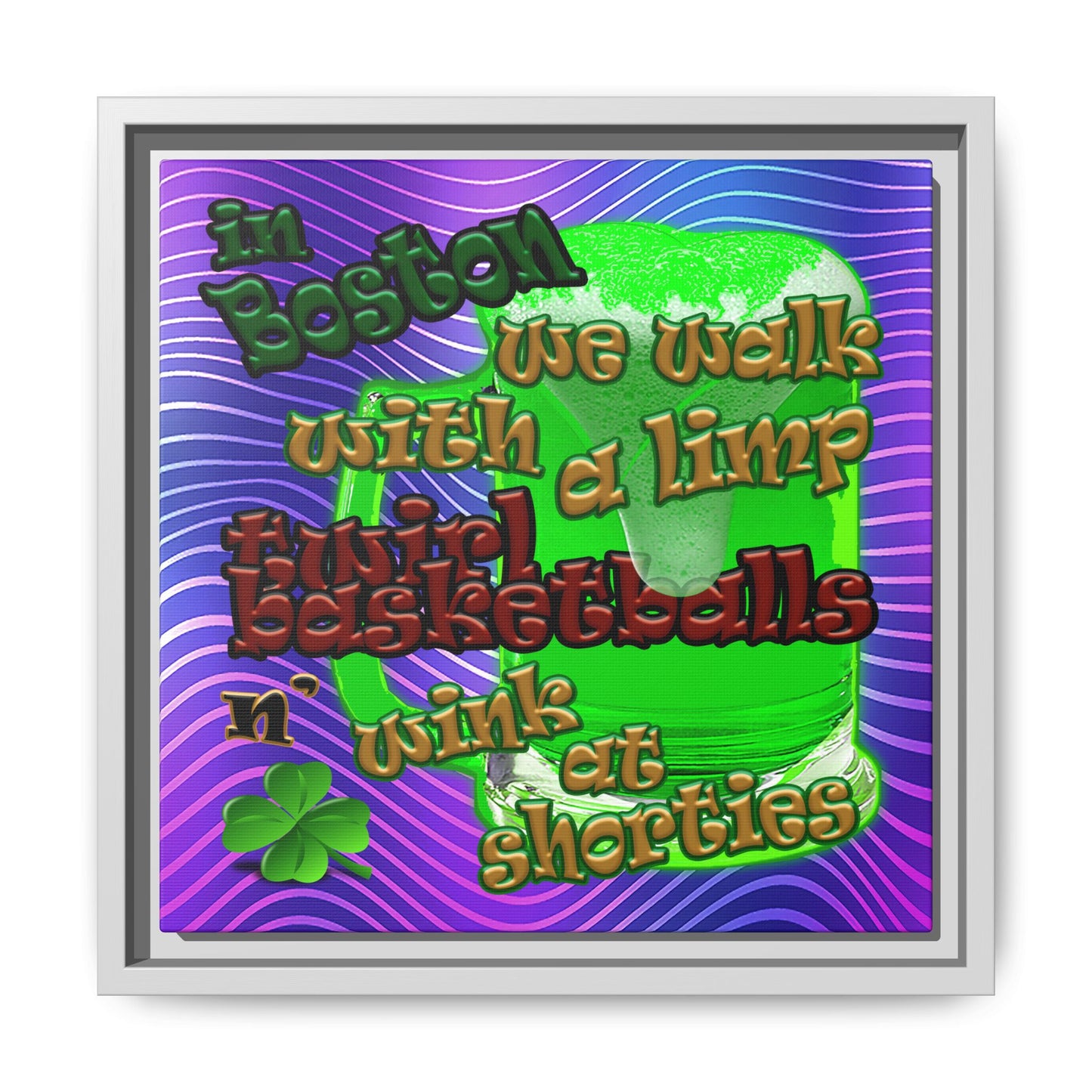 celtics logo - framed canvas art (purple wave)