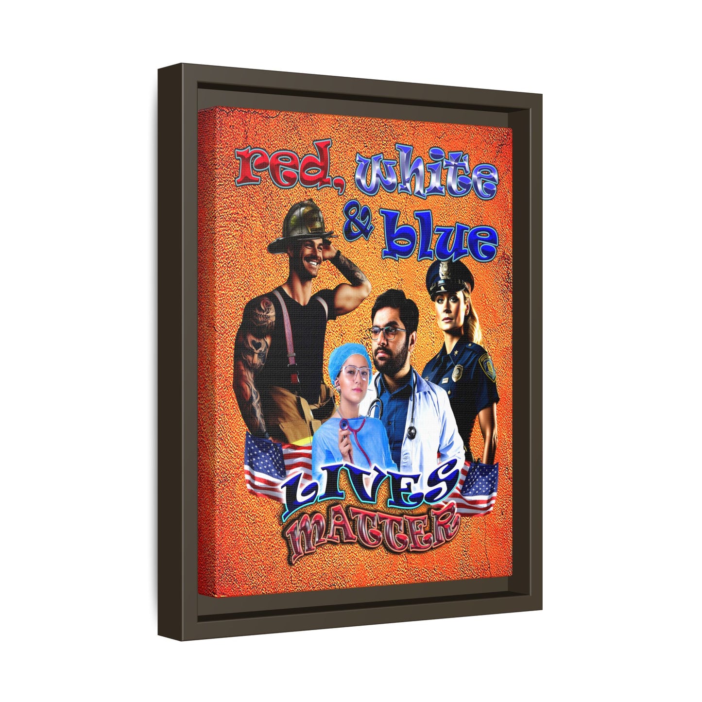 rw&b lives matter - framed canvas art (burnt orange)